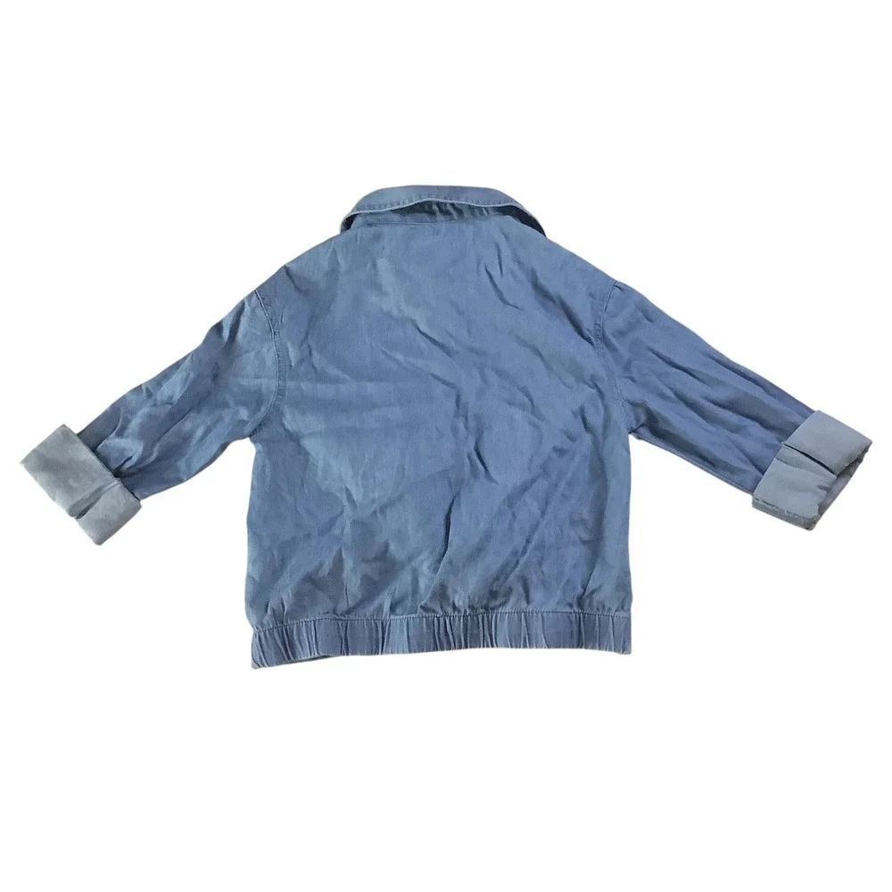 Justice Button Down Shirt‎ Girls 7 Blue Chambray Tie Front Casual School